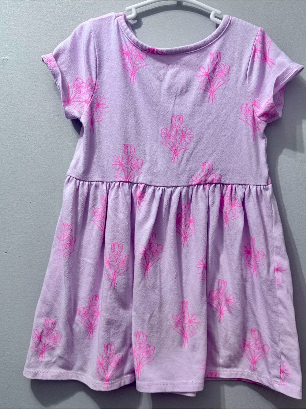 Cat & Jack Pink Floral Short Sleeve Girls Dress with Pink Print, Size 4T - Picture 3 of 3